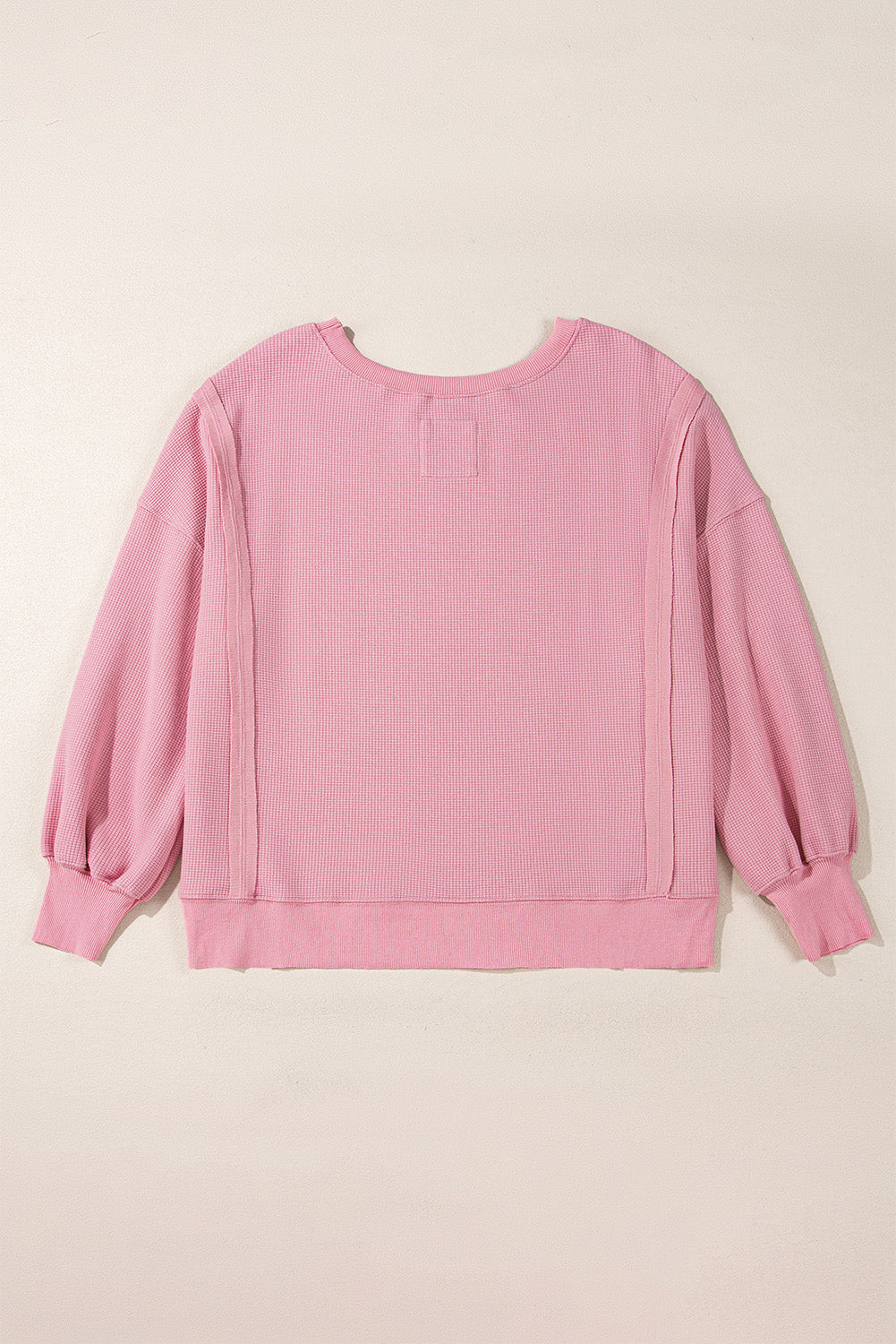 Waffle knit Bishop Sleeve Split Oversized Top