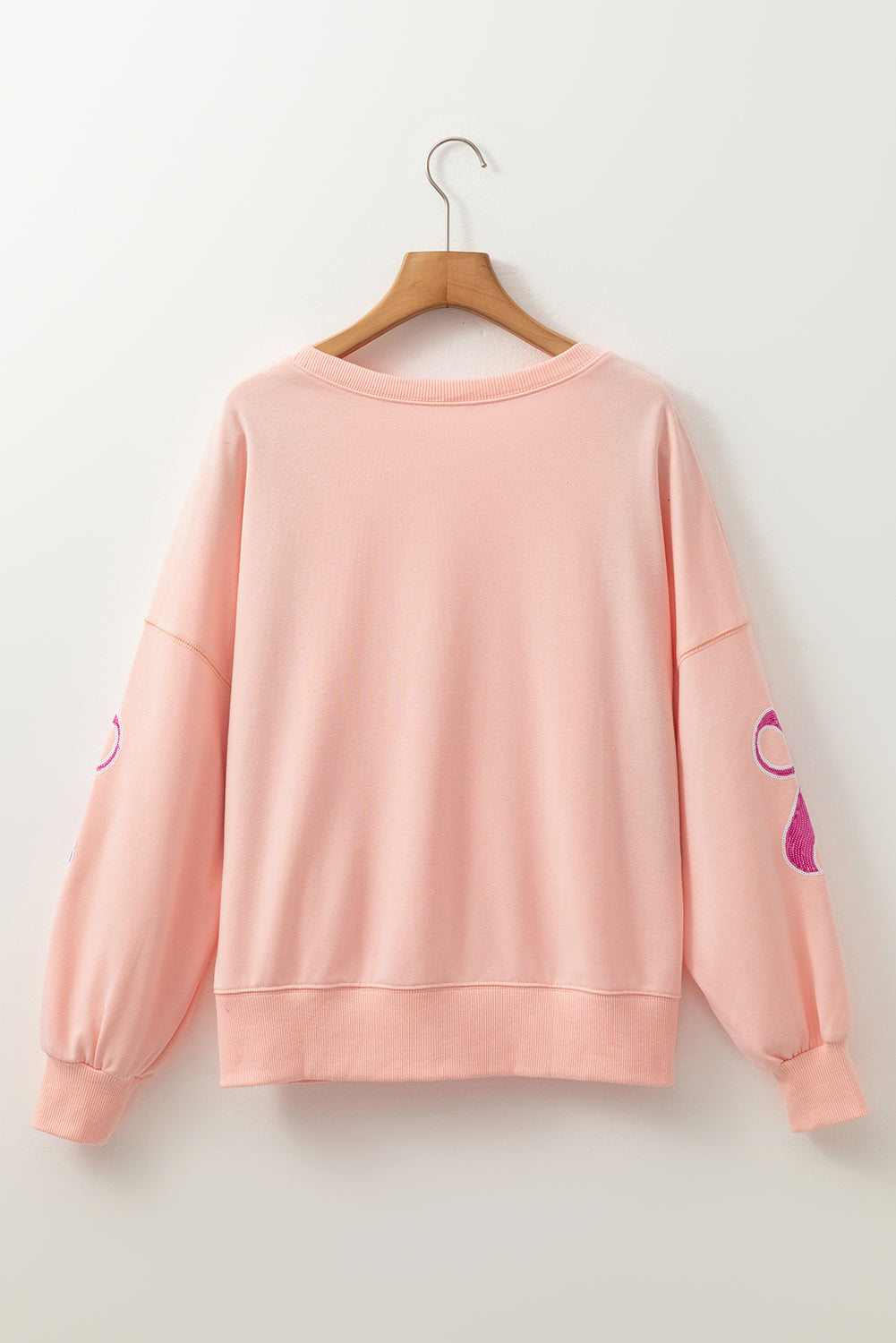 Beau Blue Sequined Bowknot Drop Shoulder Oversized Sweatshirt