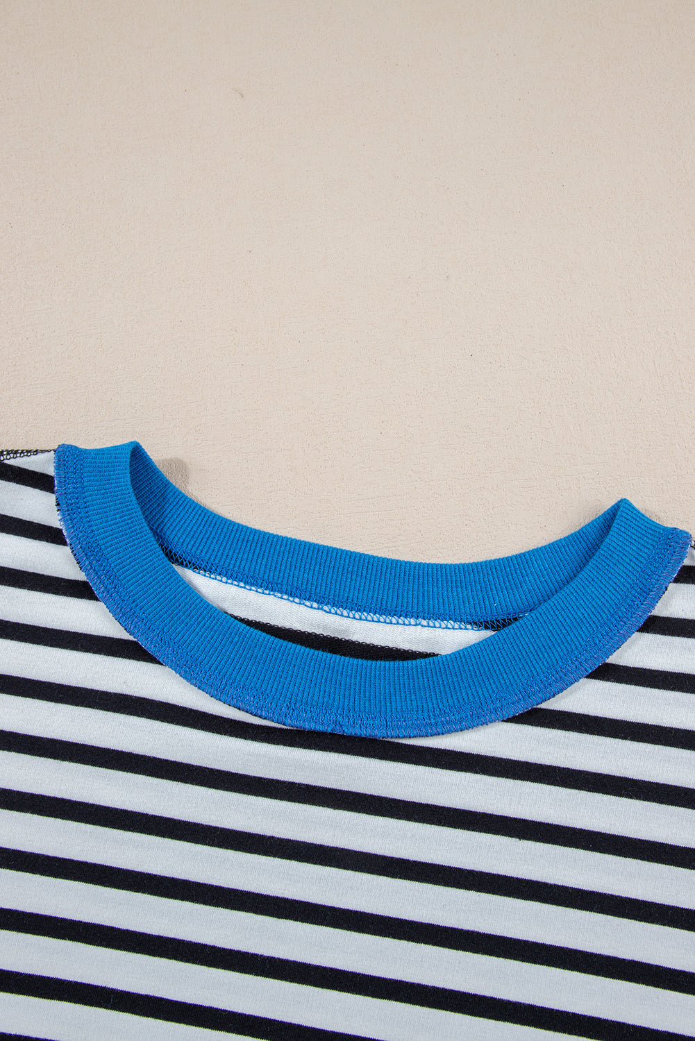 Pink Stripe Oversized Contrast Trim Exposed Seam High Low T Shirt