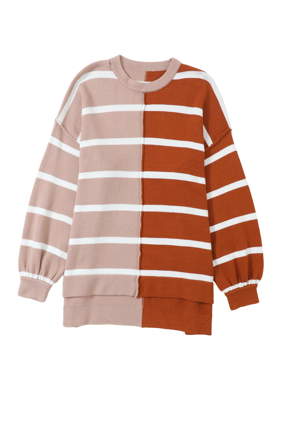 Stripe Oversized Contrast Printed Dropped Shoulder Top