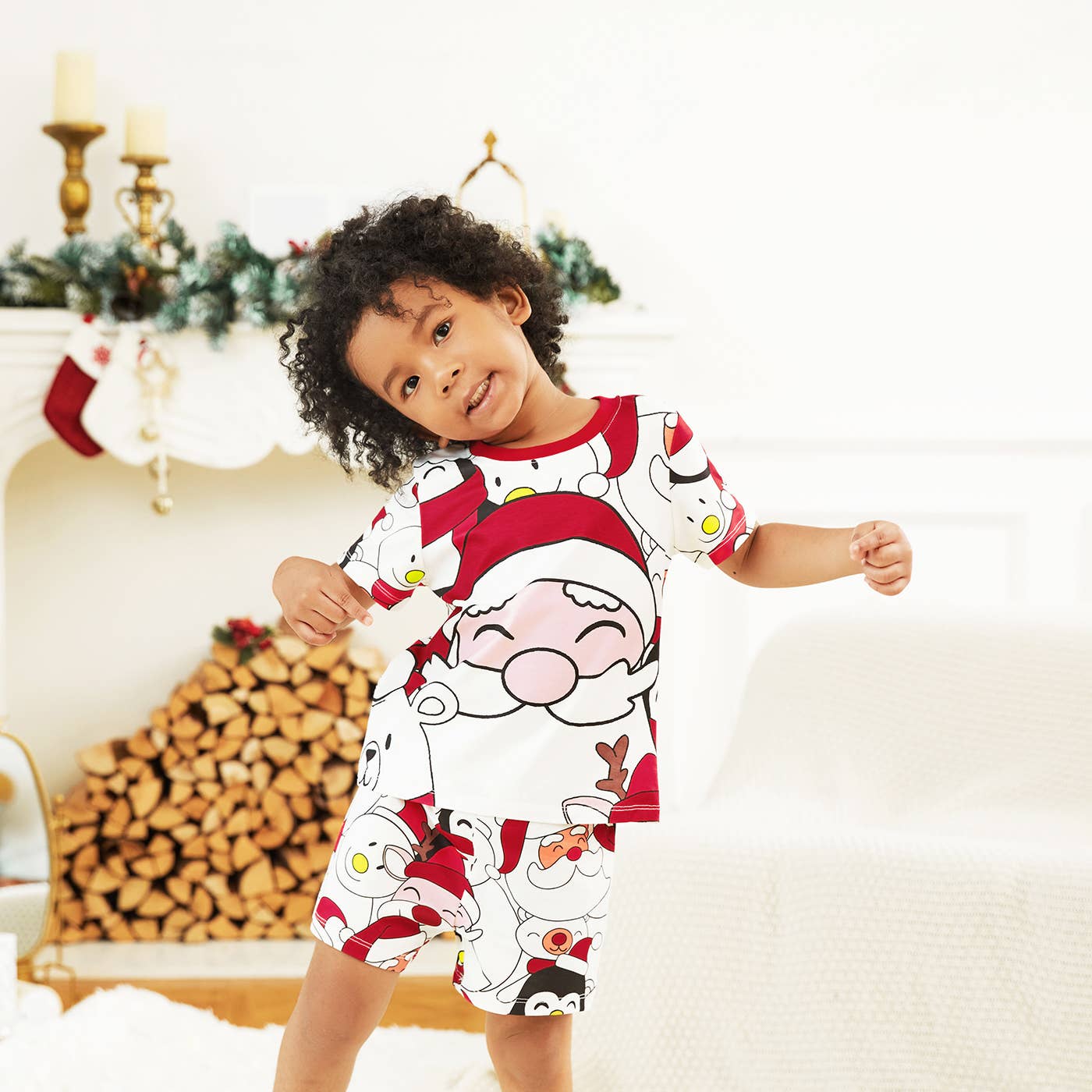 Christmas Santa and Snowman Family T-shirts & Shorts Pajamas