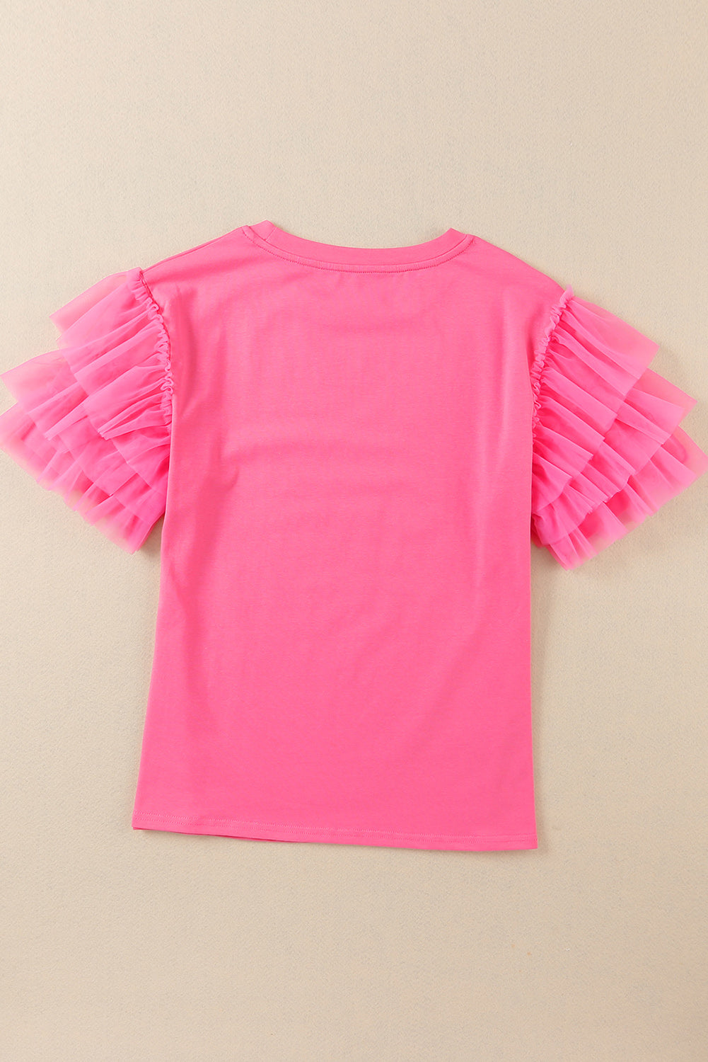Black Tulle Ruffle Sleeve Blouse