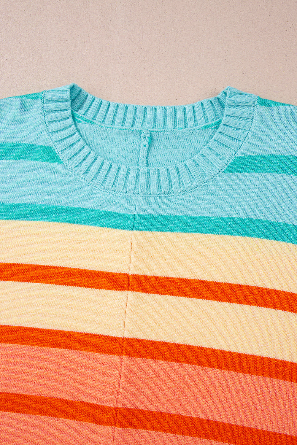 Multicolour Gradient Striped Ribbed Edge Loose Sweater